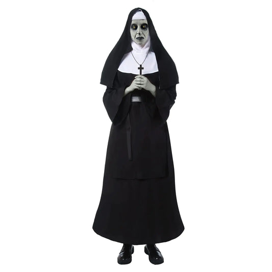 Nun Costume for Women Nun Dress with Scary Nun Mask Various Size Adult Halloween Nun Outfit Cosplay