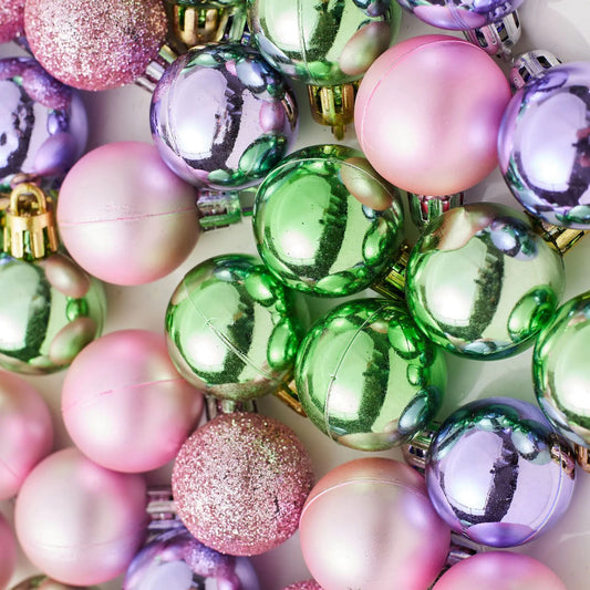 3cm Mini Christmas Ball Decoration Set (Shiny Hollow)