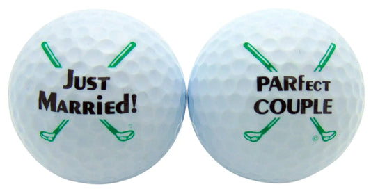 Just Married Newleywed Golf Balls Gift Boxed Two Ball Set
