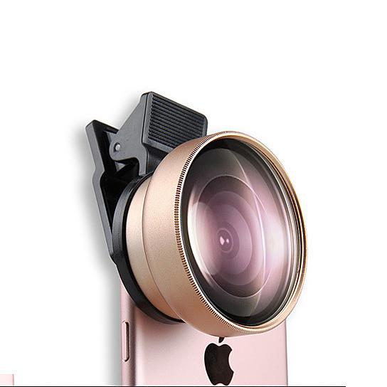 Phone camera lens attachment on a white background