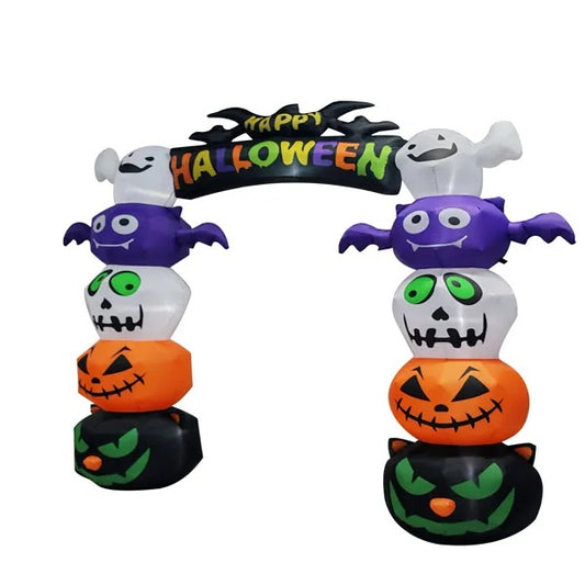 8.2 FT Cute Halloween Inflatables Pumpkin Archway Outdoor Decoration, Giant Blow Up Yard Arch Decorations With Built-in LED Lights For Holiday Party Front Yard Lawn Garden Decor