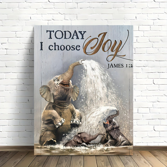 1pcs Canvas Painting With Wood Frame, Ready To Hang, Funny Elephant Bathroom Cute Elephant Wild Animal Wall Art Print For Home Decoration, Living Room And Bedroom, Holiday Gift For Her Or Him