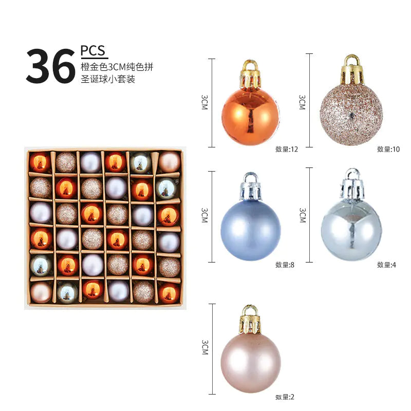 3cm Mini Christmas Ball Decoration Set (Shiny Hollow)