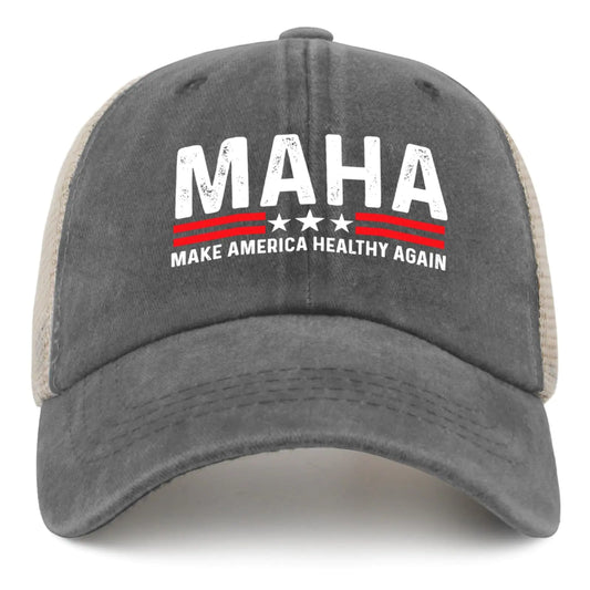 Zuriohalk Maha Make America Healthy Again Hat Trucker Hat for Men Funny Baseball Cap Funny Gifts Gray