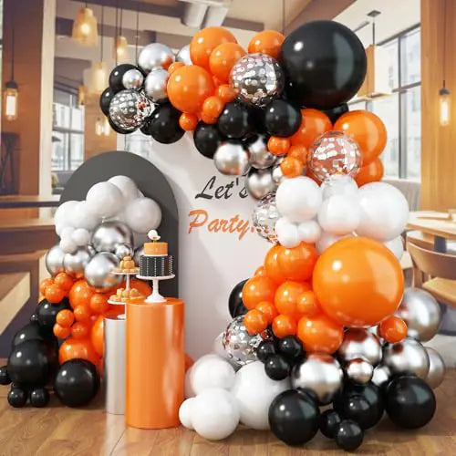 Halloween Balloon Garland Kit 113pcs Orange Black White Confetti Halloween Latex Balloons Arch Kit for Kids Halloween Spooky Party Birthday Baby Shower Trick or Treat Party Decoration