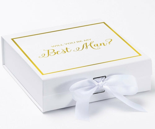 Will You Be My Best man? Proposal Box White -  Border
